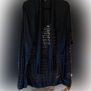 Lily Sweater black long gorgeous mesh with ties excellent condition size small